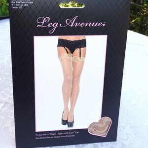 Leg Avenue Thigh High Stockings with Lace Top One size